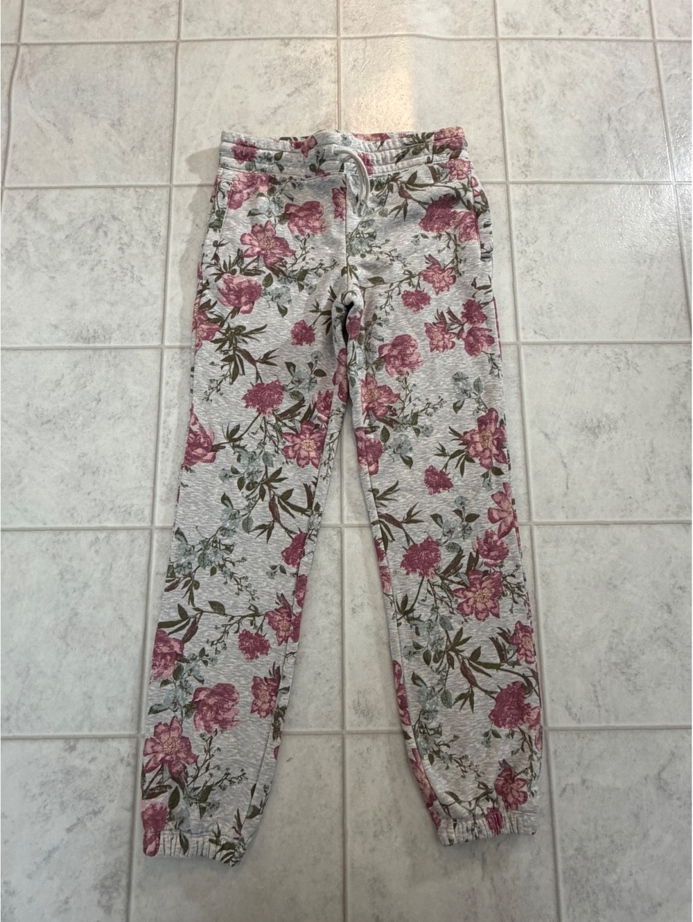 Old Navy Girls Floral Fleece Lined Pants Size 10 12